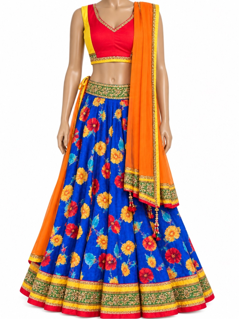 Vibrant Blue Floral Indian Lehenga Set